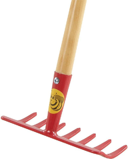 Kids Long Handle Garden Hoe, Mini Digging Tool with Wooden Handle, Gardening Tool for Children, Orange