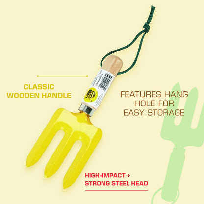 Kids Long Handle Garden Hoe, Mini Digging Tool with Wooden Handle, Gardening Tool for Children, Orange