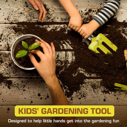 Kids Long Handle Garden Hoe, Mini Digging Tool with Wooden Handle, Gardening Tool for Children, Orange
