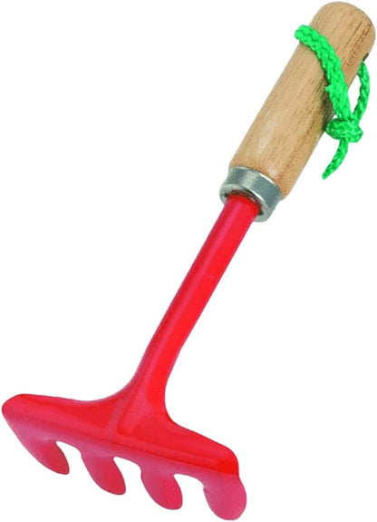 Kids Long Handle Garden Hoe, Mini Digging Tool with Wooden Handle, Gardening Tool for Children, Orange