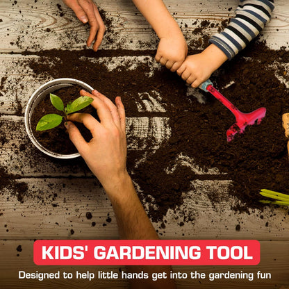 Kids Long Handle Garden Hoe, Mini Digging Tool with Wooden Handle, Gardening Tool for Children, Orange