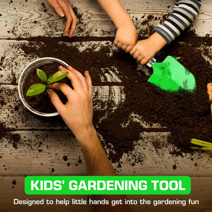 Kids Long Handle Garden Hoe, Mini Digging Tool with Wooden Handle, Gardening Tool for Children, Orange