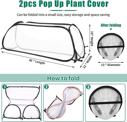 2 Pack Garden Covers for Raised Beds, 45"X22"X16", Freeze Protection