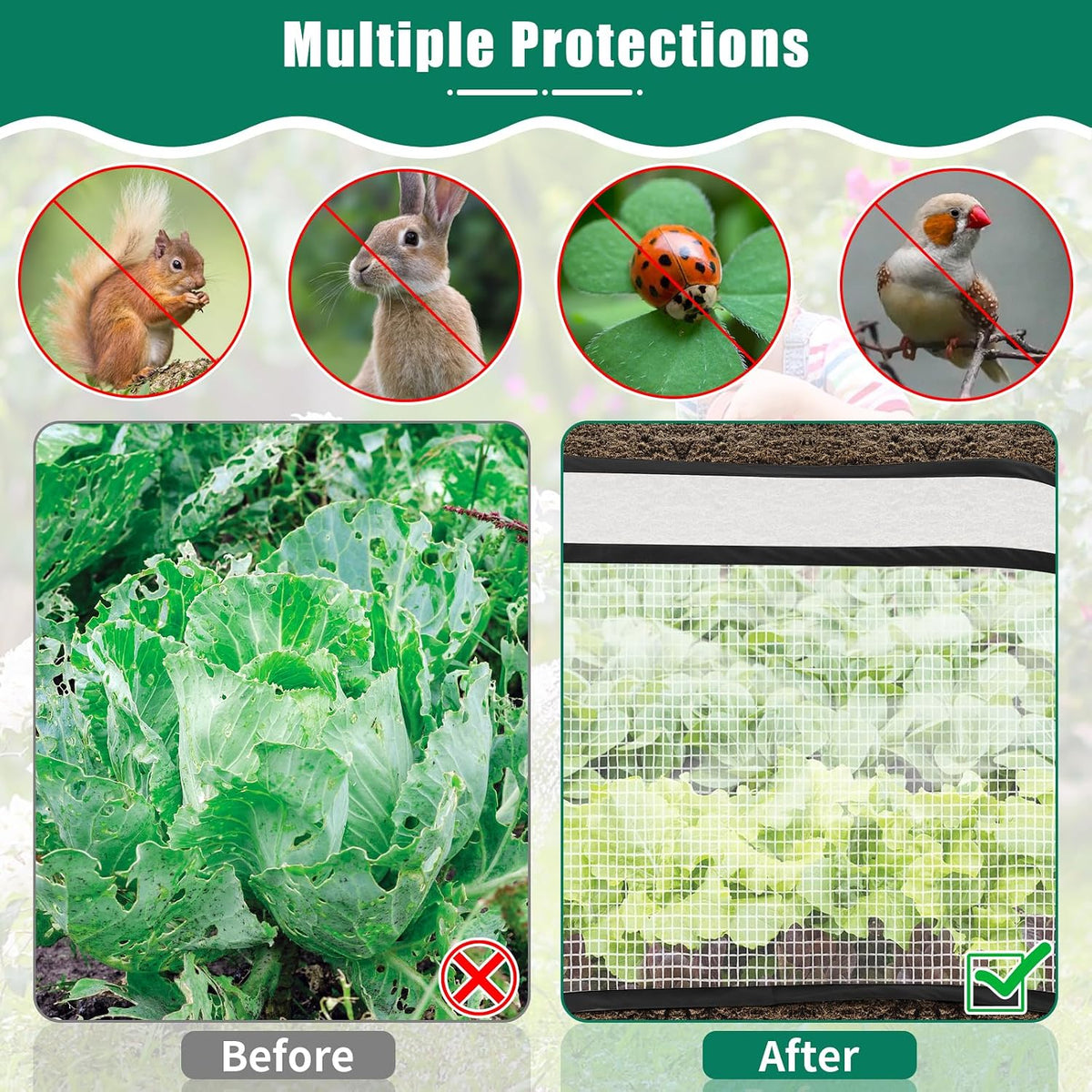 2 Pack Garden Covers for Raised Beds, 45"X22"X16", Freeze Protection