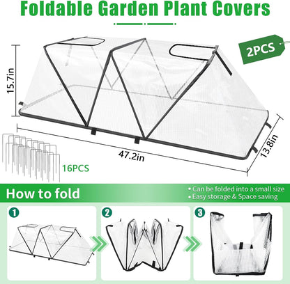 2 Pack Garden Covers for Raised Beds, 45"X22"X16", Freeze Protection