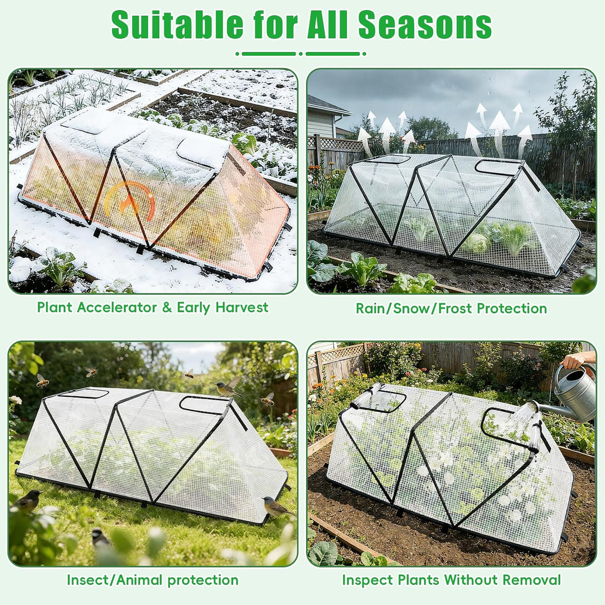 2 Pack Garden Covers for Raised Beds, 45"X22"X16", Freeze Protection