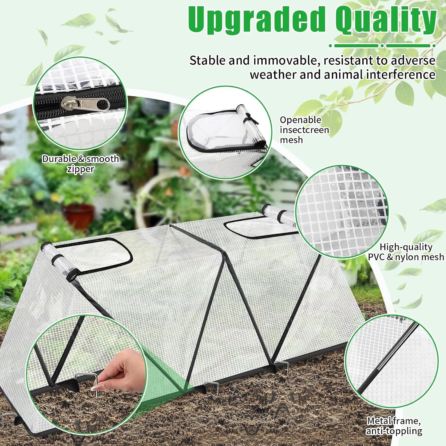 2 Pack Garden Covers for Raised Beds, 45"X22"X16", Freeze Protection