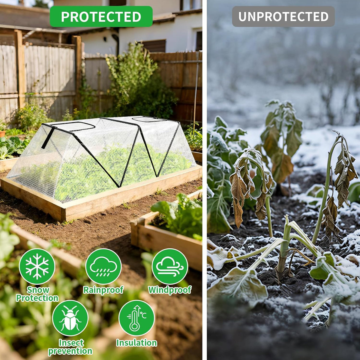 2 Pack Garden Covers for Raised Beds, 45"X22"X16", Freeze Protection