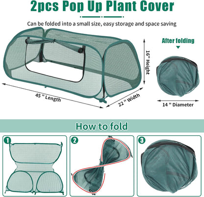 2 Pack Garden Covers for Raised Beds, 45"X22"X16", Freeze Protection