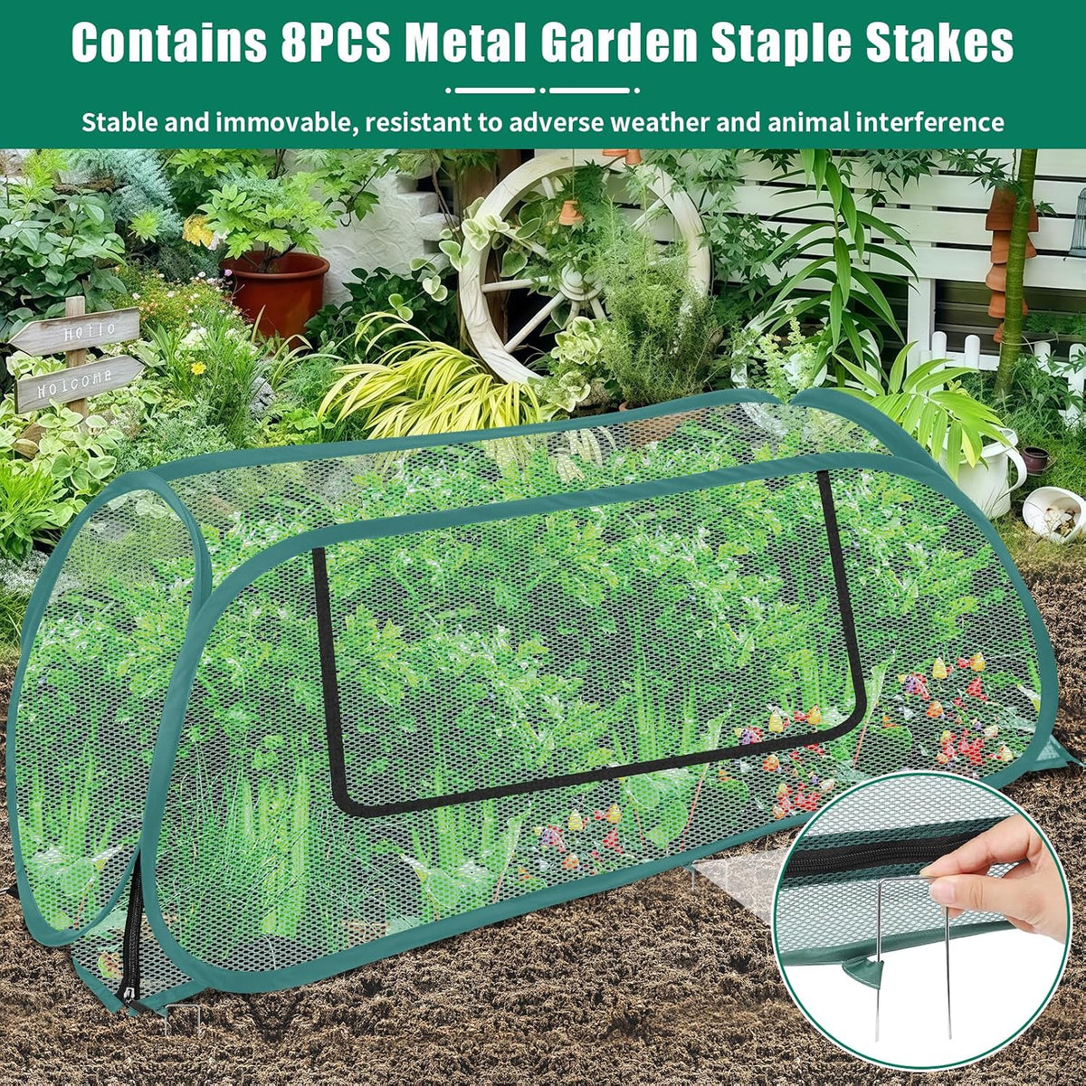 2 Pack Garden Covers for Raised Beds, 45"X22"X16", Freeze Protection