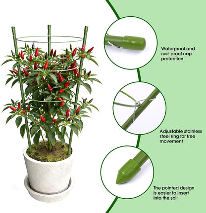 4 Pack Plant Support Tomato Cages for Garden, 18 Inches Small Tomato Cages and Supports with Adjustable Rings for Garden Pots, Plant Stakes Tomato Trellis Rings for Climbing Plants