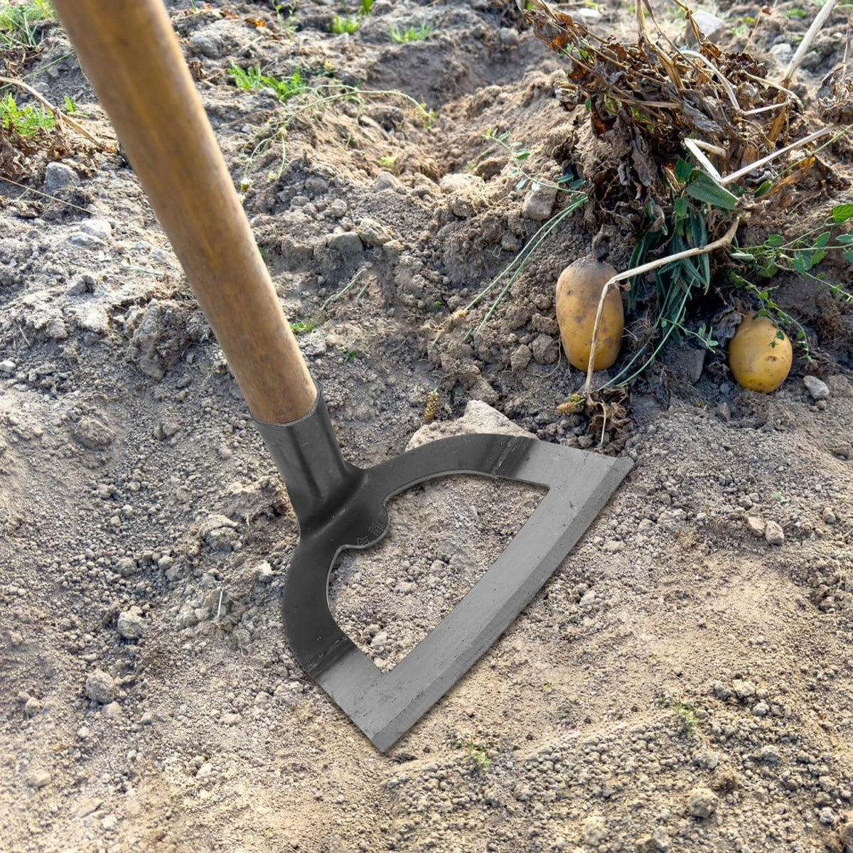 Hollow Garden Hoe, Manganese Steel Garden Hoe, Heavy Duty Handheld Weeding Rake for Backyard Farming Soil Loosening Tilling and Planting Gardening Farm Planting, Metal Soil Digging Weed Puller