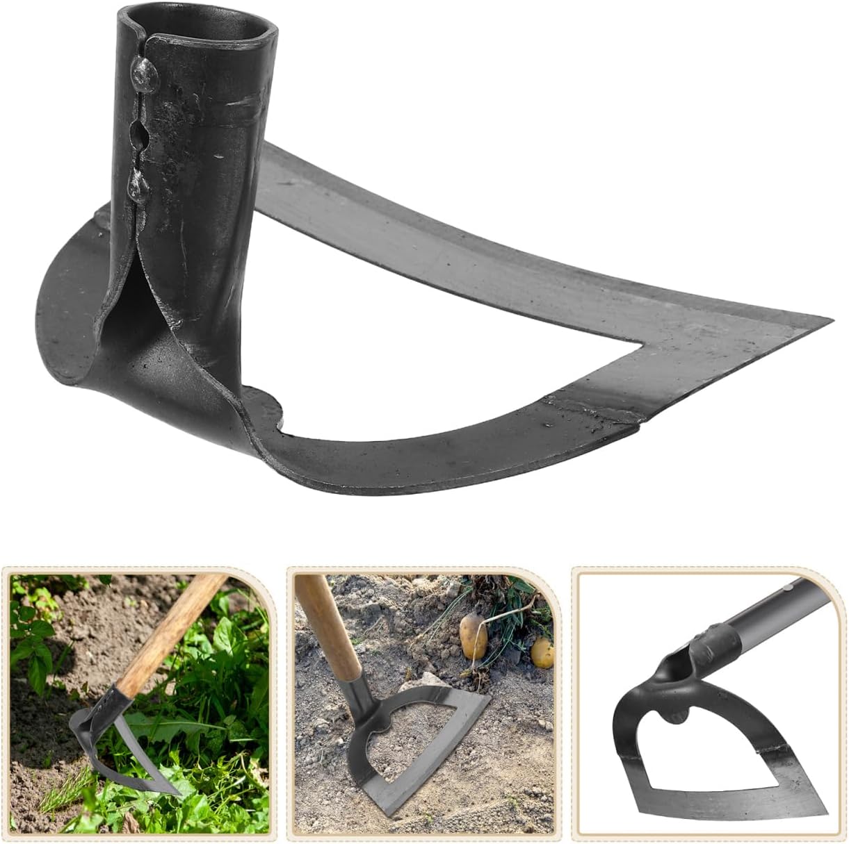 Hollow Garden Hoe, Manganese Steel Garden Hoe, Heavy Duty Handheld Weeding Rake for Backyard Farming Soil Loosening Tilling and Planting Gardening Farm Planting, Metal Soil Digging Weed Puller