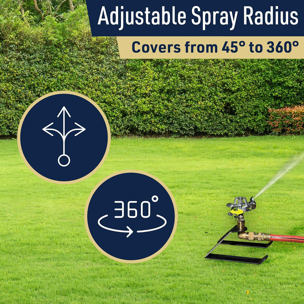 Impact Sprinklers for Yard, Garden, and Large Areas - Rotating Pulsating Lawn Sprinkler with Adjustable 360 Degree Rotating Head and Heavy Duty Steel Sled Base