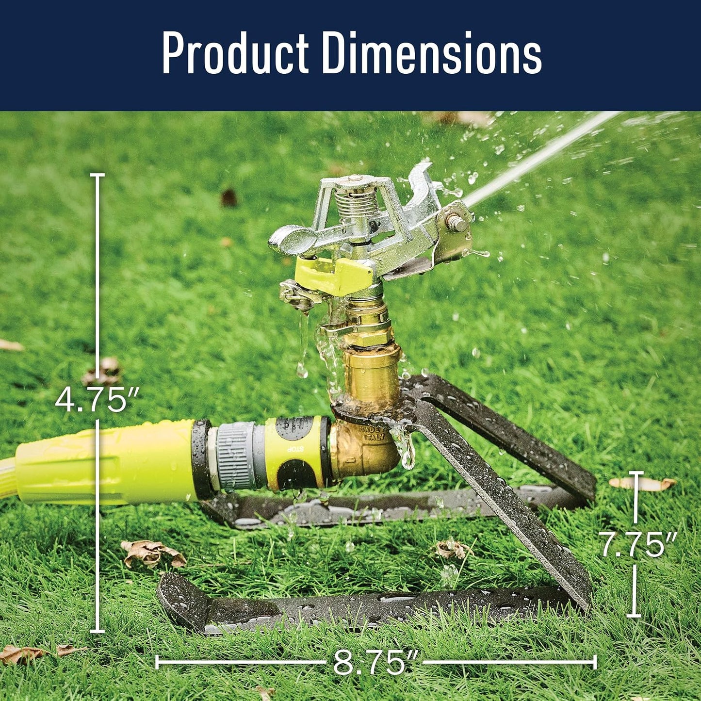 Impact Sprinklers for Yard, Garden, and Large Areas - Rotating Pulsating Lawn Sprinkler with Adjustable 360 Degree Rotating Head and Heavy Duty Steel Sled Base