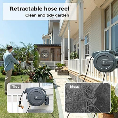 PRO Metal Bracket for AW25/30 and Hose Reel 1/2‘’ 78ft, Heavy Duty Retractable Garden Hose Reel