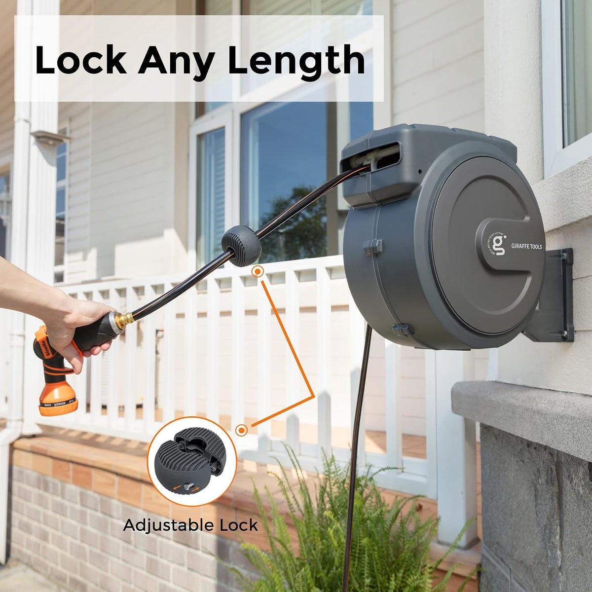 PRO Metal Bracket for AW25/30 and Hose Reel 1/2‘’ 78ft, Heavy Duty Retractable Garden Hose Reel