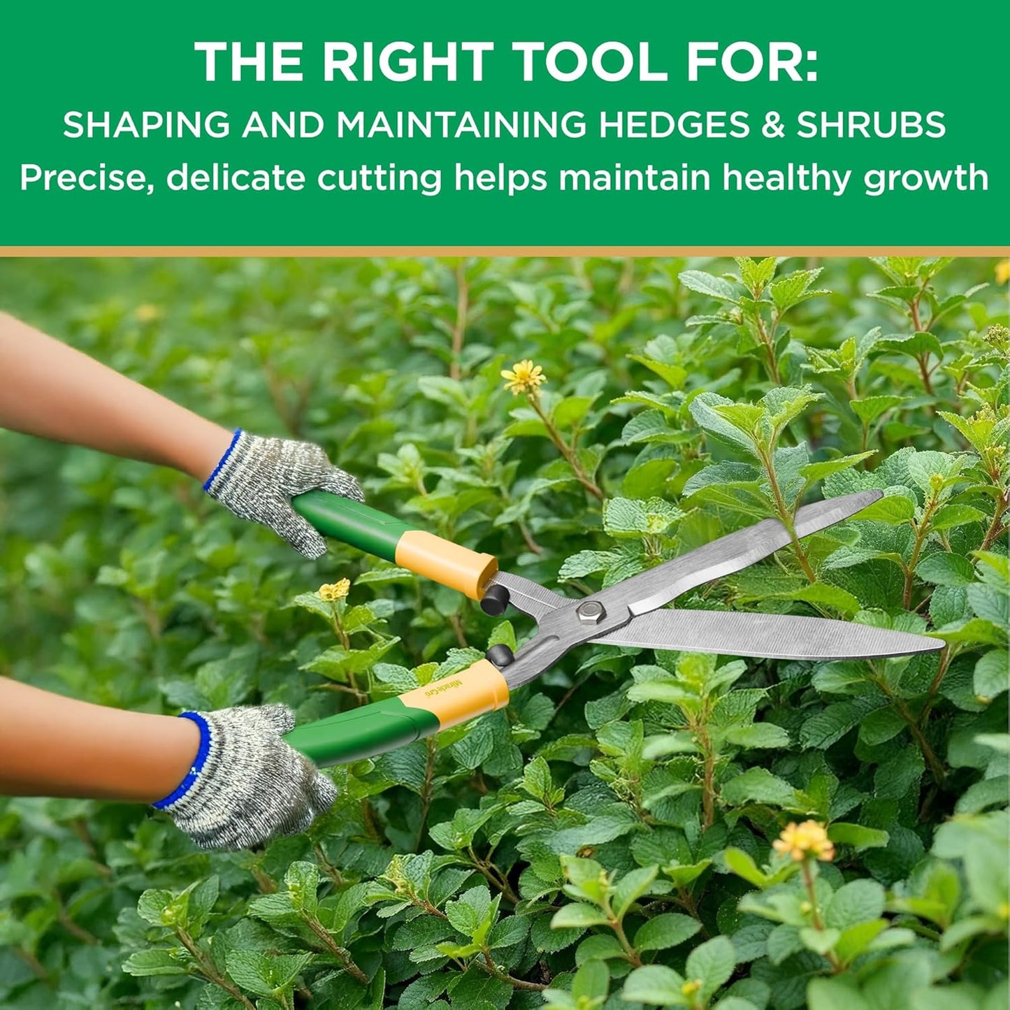 21 in. Hedge Shears – Lawn and Yard Tool with Sharp Carbon Steel Blades, Comfort Grip Handles, and Lightweight Design for Shaping/Trimming Hedges, Shrubs, and Bushes