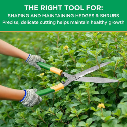 21 in. Hedge Shears – Lawn and Yard Tool with Sharp Carbon Steel Blades, Comfort Grip Handles, and Lightweight Design for Shaping/Trimming Hedges, Shrubs, and Bushes