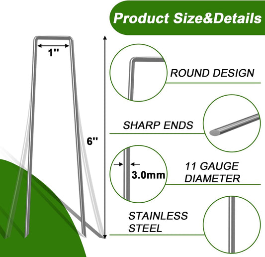 Landscape Staples 6 Inch Galvanized Anti-Rust Garden Stakes 11 Gauge