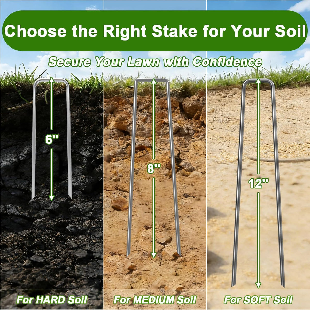 Landscape Staples 6 Inch Galvanized Anti-Rust Garden Stakes 11 Gauge