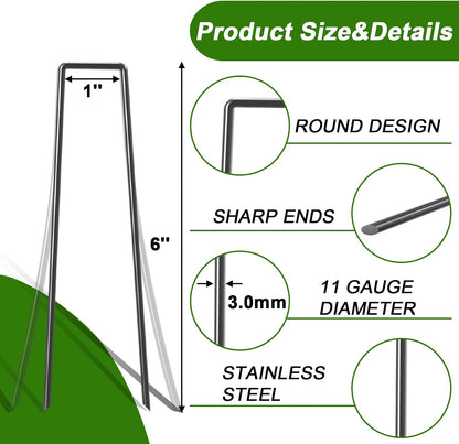 Landscape Staples 6 Inch Galvanized Anti-Rust Garden Stakes 11 Gauge