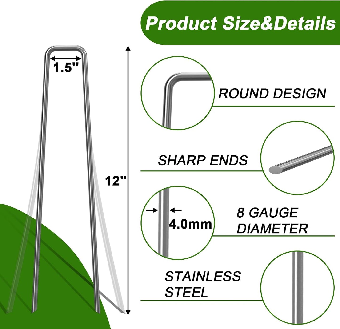 Landscape Staples 6 Inch Galvanized Anti-Rust Garden Stakes 11 Gauge
