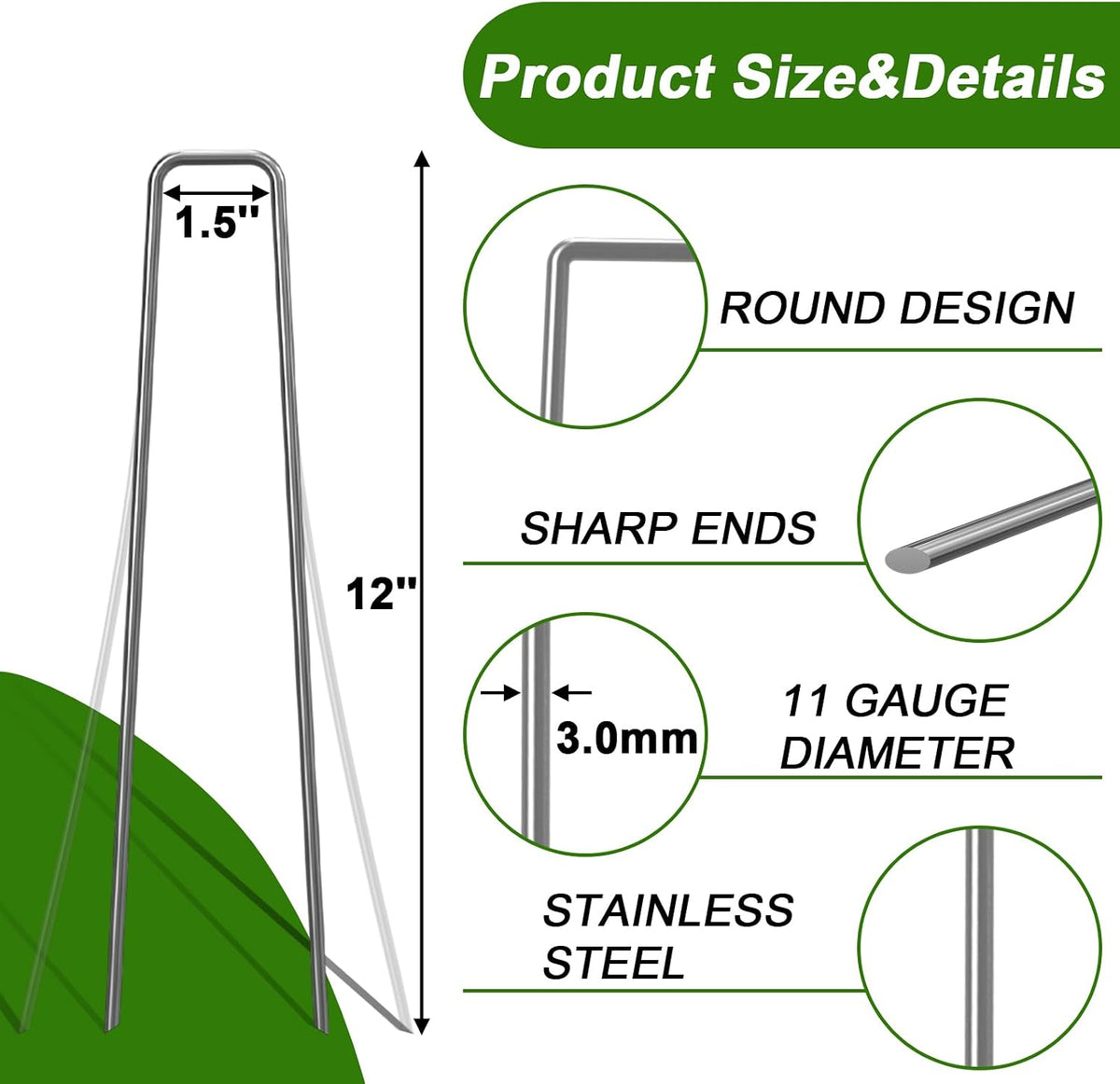 Landscape Staples 6 Inch Galvanized Anti-Rust Garden Stakes 11 Gauge
