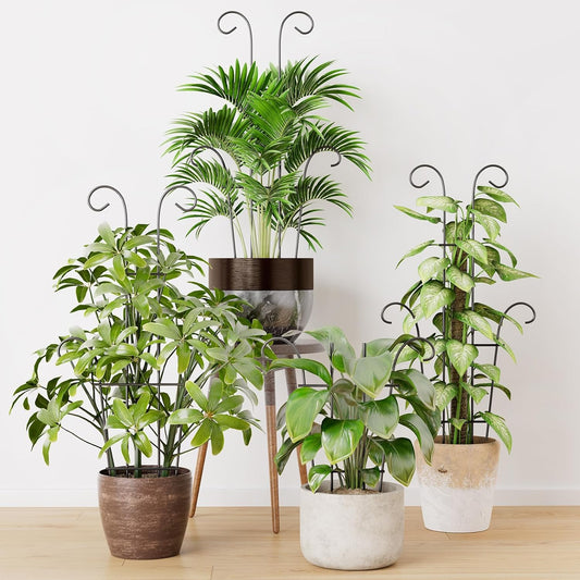 Larger 23.6in Plant Trellis for Climbing Plants Indoor Outdoor, 4 Pack Expandable Metal Trellis for Potted Plants - Sturdy Rustproof Plant Support for Pothos Ivy Hoya Monstera, Houseplant Decor