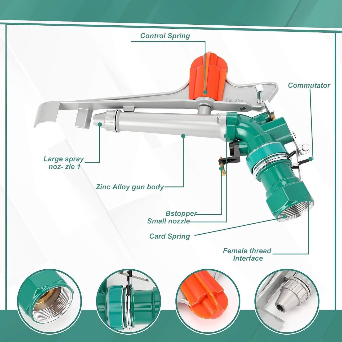1-1/2 '' Agriculture Irrigation Sprinkler Large Area Farm Gun