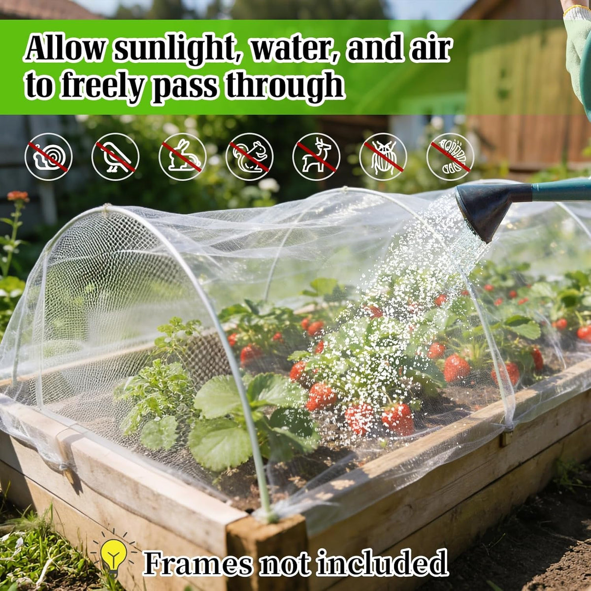 Garden Netting for Strawberry Plants,6.5'x10' HDPE Fine Strawberry Bird Netting for Raised Bed Row Cover Screen Mesh Net,Protecting Plant Mesh Cover for Fruit Tree Vegetable Flowers (6.5'x10')