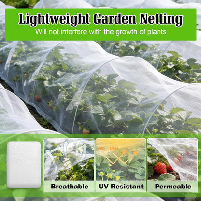 Garden Netting for Strawberry Plants,6.5'x10' HDPE Fine Strawberry Bird Netting for Raised Bed Row Cover Screen Mesh Net,Protecting Plant Mesh Cover for Fruit Tree Vegetable Flowers (6.5'x10')