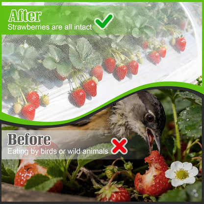 Garden Netting for Strawberry Plants,6.5'x10' HDPE Fine Strawberry Bird Netting for Raised Bed Row Cover Screen Mesh Net,Protecting Plant Mesh Cover for Fruit Tree Vegetable Flowers (6.5'x10')
