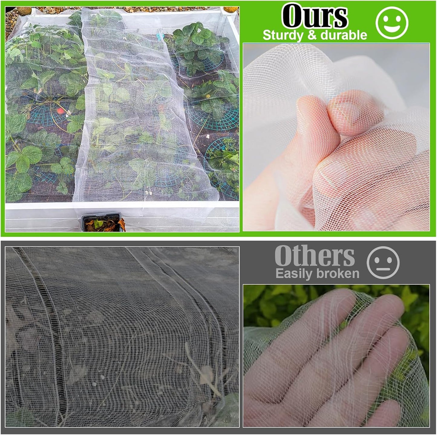 Garden Netting for Strawberry Plants,6.5'x10' HDPE Fine Strawberry Bird Netting for Raised Bed Row Cover Screen Mesh Net,Protecting Plant Mesh Cover for Fruit Tree Vegetable Flowers (6.5'x10')