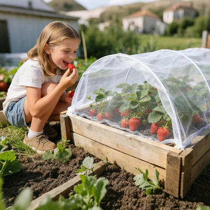Garden Netting for Strawberry Plants,6.5'x10' HDPE Fine Strawberry Bird Netting for Raised Bed Row Cover Screen Mesh Net,Protecting Plant Mesh Cover for Fruit Tree Vegetable Flowers (6.5'x10')