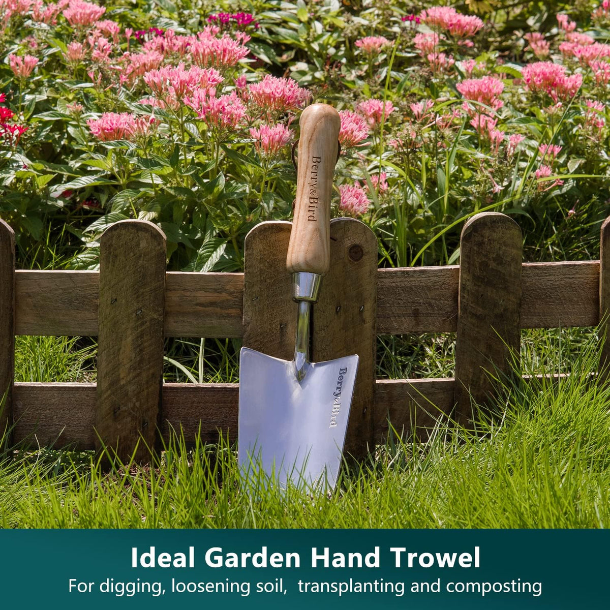 Gardening Hand Tool Set - 3PCS Stainless Steel Garden Tool Kit Multifunctional Tool with Wooden Handle Trowel, Fork & Weeder for Weeding Planting Transplant, Ideal Garden Gift for Women&Men
