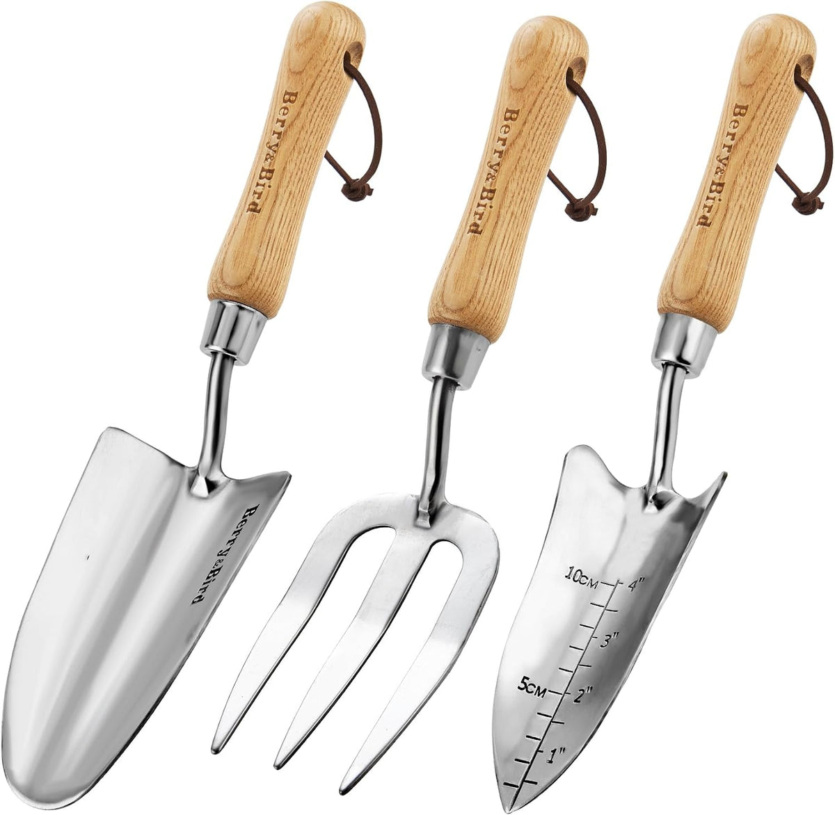 Gardening Hand Tool Set - 3PCS Stainless Steel Garden Tool Kit Multifunctional Tool with Wooden Handle Trowel, Fork & Weeder for Weeding Planting Transplant, Ideal Garden Gift for Women&Men