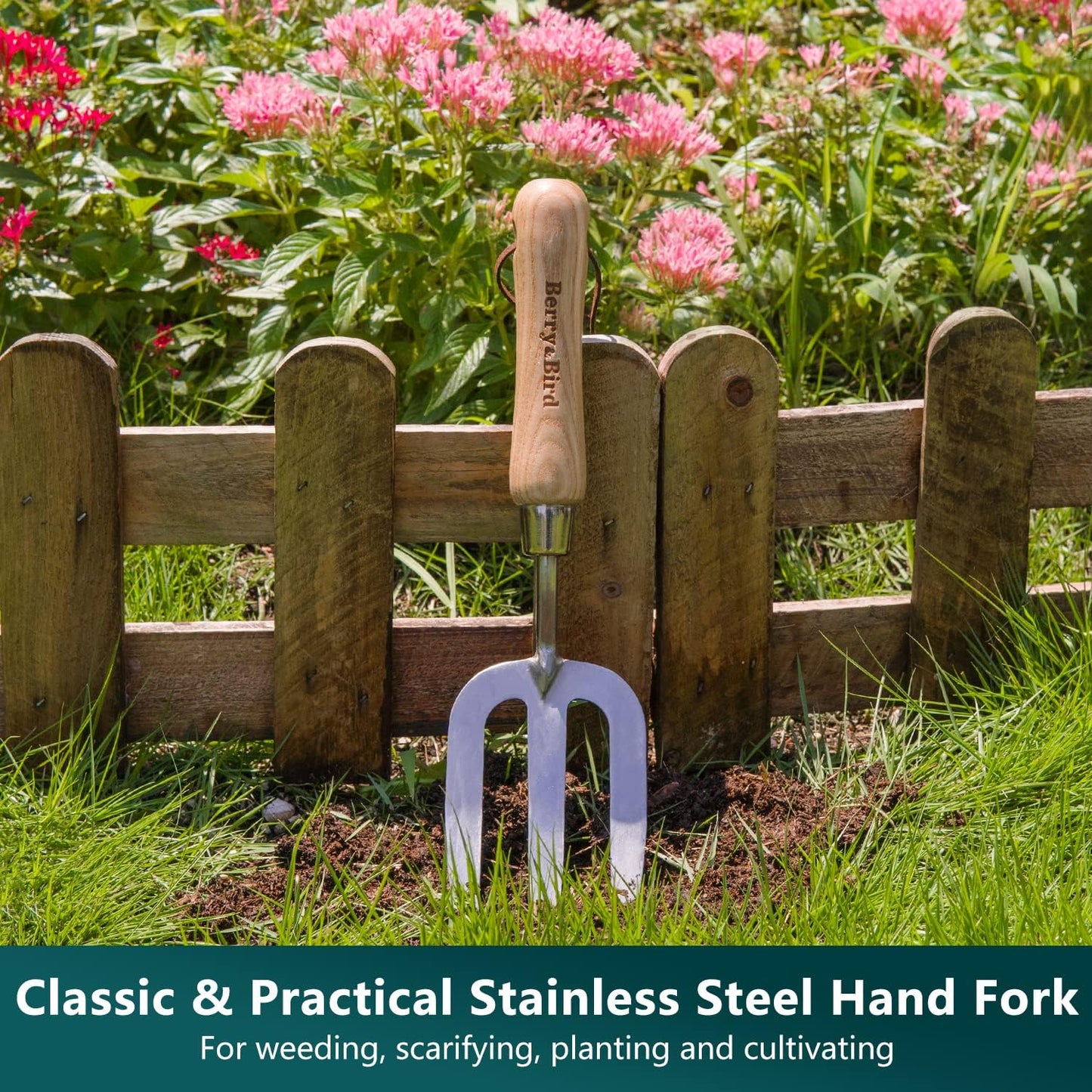 Gardening Hand Tool Set - 3PCS Stainless Steel Garden Tool Kit Multifunctional Tool with Wooden Handle Trowel, Fork & Weeder for Weeding Planting Transplant, Ideal Garden Gift for Women&Men