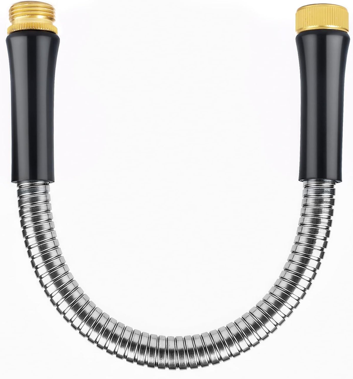 Short Garden Hose 1ft x 5/8",Metal Garden Hose for Hose Reel Faucet,Heavy Duty 304 Stainless Steel Metal Leader Hose,Lightweight & Leakproof Water Hose for Outdoor,Yard,Lawn,Male to Female