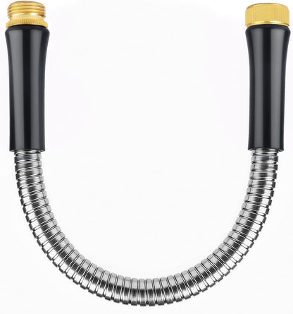 Short Garden Hose 1ft x 5/8",Metal Garden Hose for Hose Reel Faucet,Heavy Duty 304 Stainless Steel Metal Leader Hose,Lightweight & Leakproof Water Hose for Outdoor,Yard,Lawn,Male to Female