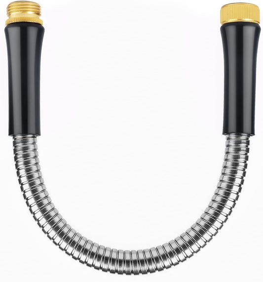 Short Garden Hose 1ft x 5/8",Metal Garden Hose for Hose Reel Faucet,Heavy Duty 304 Stainless Steel Metal Leader Hose,Lightweight & Leakproof Water Hose for Outdoor,Yard,Lawn,Male to Female