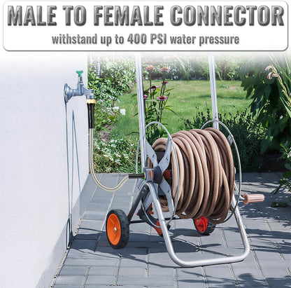 Short Garden Hose 1ft x 5/8",Metal Garden Hose for Hose Reel Faucet,Heavy Duty 304 Stainless Steel Metal Leader Hose,Lightweight & Leakproof Water Hose for Outdoor,Yard,Lawn,Male to Female