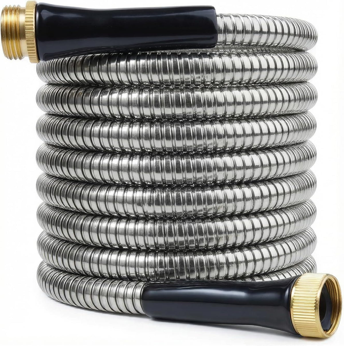 Short Garden Hose 1ft x 5/8",Metal Garden Hose for Hose Reel Faucet,Heavy Duty 304 Stainless Steel Metal Leader Hose,Lightweight & Leakproof Water Hose for Outdoor,Yard,Lawn,Male to Female