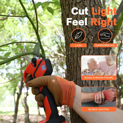 2-IN-1 Cordless Electric Pole Pruning Shears, 12.6FT Telescopic Reach, 1.1 Inch(28mm) Cutting Diameter, Brushless Motor, 2×20V 2000mAh Battery, Garden Tree Branch Pruning & Trimming
