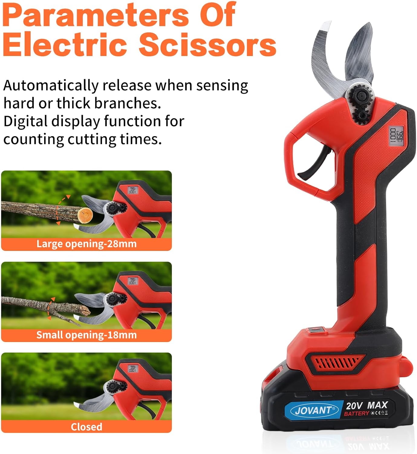 2-IN-1 Cordless Electric Pole Pruning Shears, 12.6FT Telescopic Reach, 1.1 Inch(28mm) Cutting Diameter, Brushless Motor, 2×20V 2000mAh Battery, Garden Tree Branch Pruning & Trimming