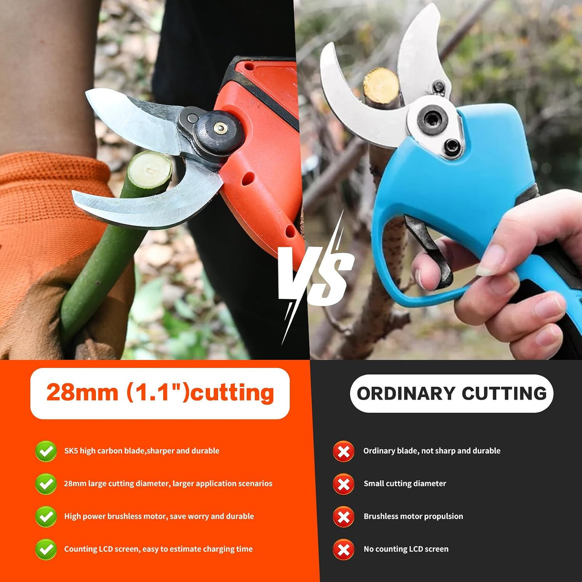 2-IN-1 Cordless Electric Pole Pruning Shears, 12.6FT Telescopic Reach, 1.1 Inch(28mm) Cutting Diameter, Brushless Motor, 2×20V 2000mAh Battery, Garden Tree Branch Pruning & Trimming