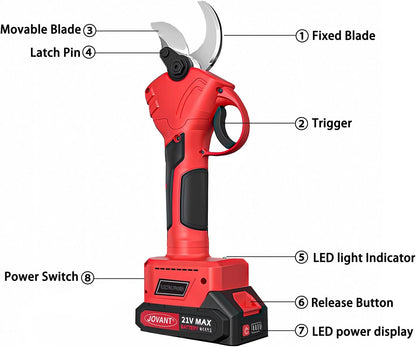 2-IN-1 Cordless Electric Pole Pruning Shears, 12.6FT Telescopic Reach, 1.1 Inch(28mm) Cutting Diameter, Brushless Motor, 2×20V 2000mAh Battery, Garden Tree Branch Pruning & Trimming