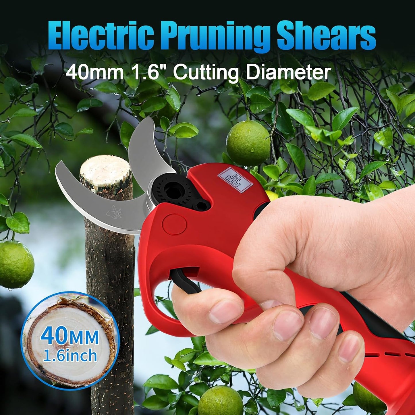 2-IN-1 Cordless Electric Pole Pruning Shears, 12.6FT Telescopic Reach, 1.1 Inch(28mm) Cutting Diameter, Brushless Motor, 2×20V 2000mAh Battery, Garden Tree Branch Pruning & Trimming