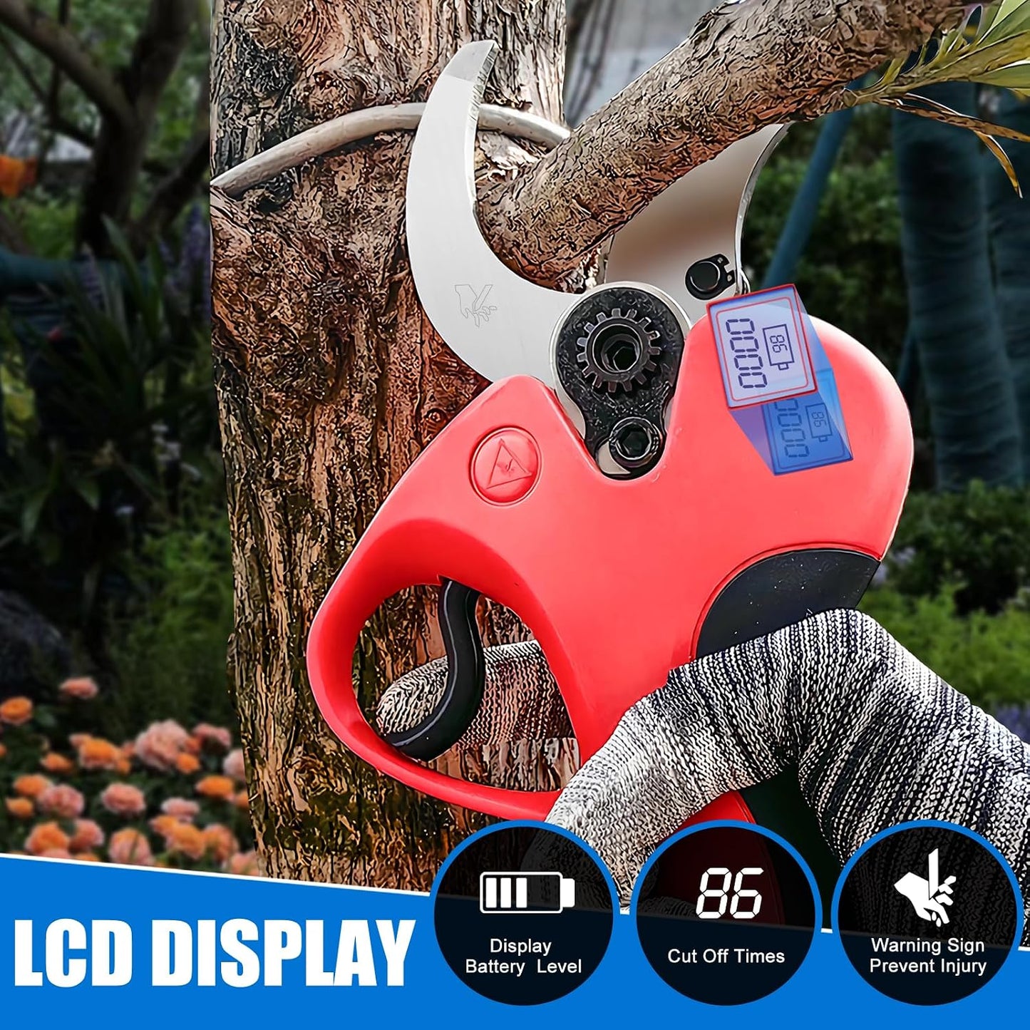 2-IN-1 Cordless Electric Pole Pruning Shears, 12.6FT Telescopic Reach, 1.1 Inch(28mm) Cutting Diameter, Brushless Motor, 2×20V 2000mAh Battery, Garden Tree Branch Pruning & Trimming