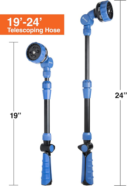 with Adjustable Thumb Control Garden Watering Wand, 19-24 Inch Telescoping Hose Nozzle 8 Spray Patterns, Heavy-Duty Zinc & Aluminum for Precise Watering and Cleaning